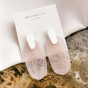 ❤️Alicia Bonnie Cathy Silver Rose Quartz Earrings